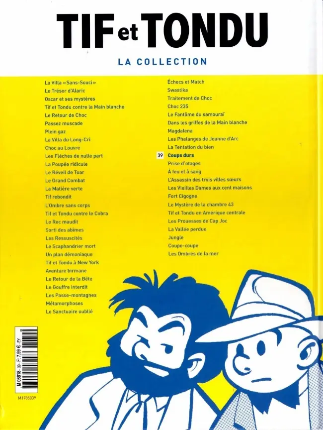 Verso de l'album Tif et Tondu La collection Tome 39 Coups durs