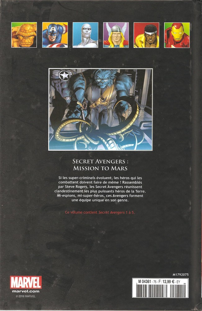Verso de l'album Marvel Comics - La collection de référence Tome 75 Secret Avengers - Mission to Mars