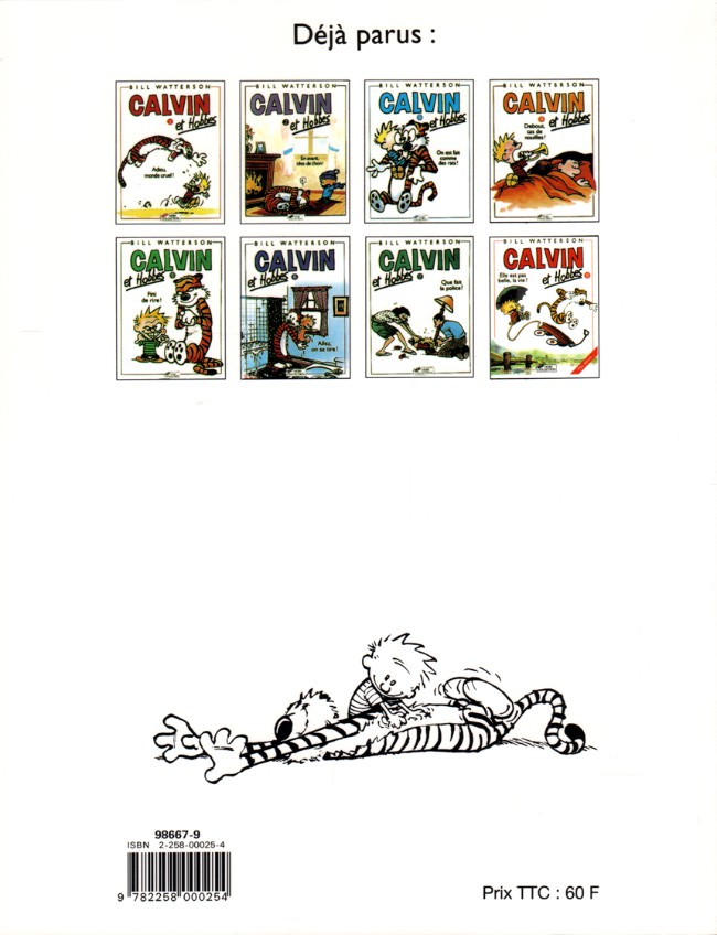 Verso de l'album Calvin et Hobbes Tome 9 On n'arrête pas le progrès !
