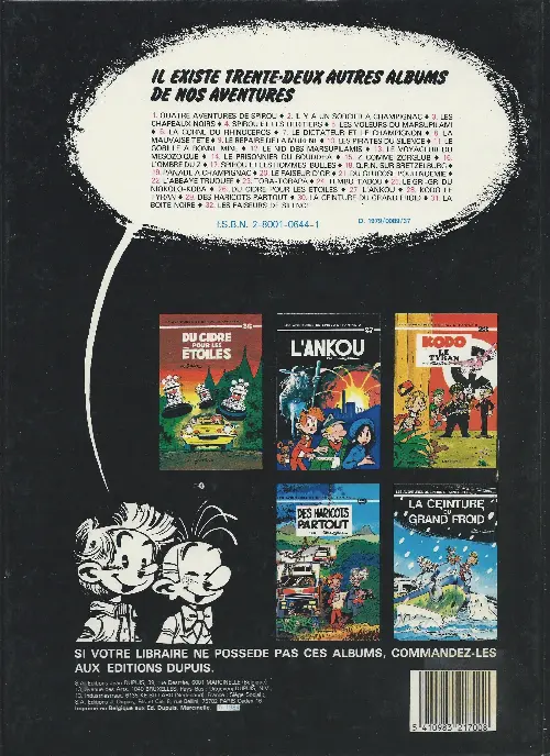 Verso de l'album Spirou et Fantasio Tome 28 Kodo le tyran