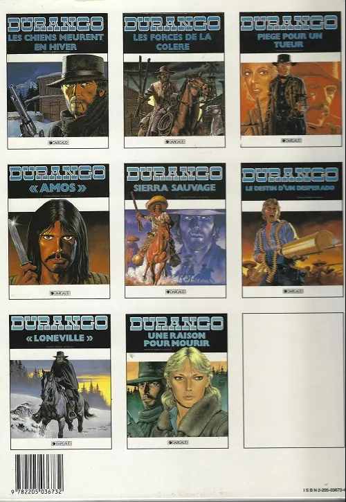 Verso de l'album Durango Tome 1 Les chiens meurent en hiver