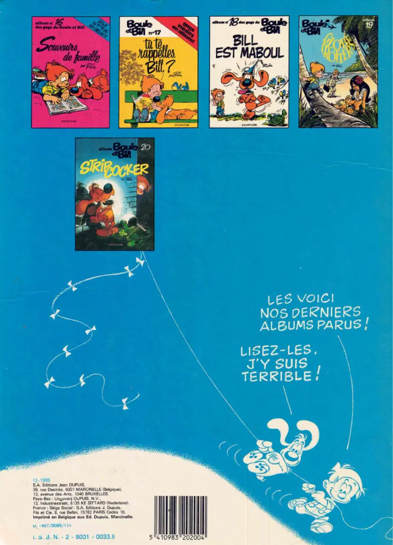 Verso de l'album Boule & Bill Tome 4 60 gags de Boule et Bill n°4