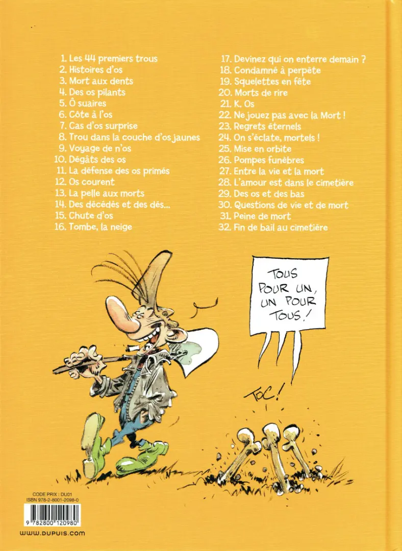 Verso de l'album Pierre Tombal Tome 11 La défense des os primés