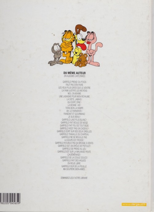 Verso de l'album Garfield Tome 23 Garfield est un drôle de pistolet