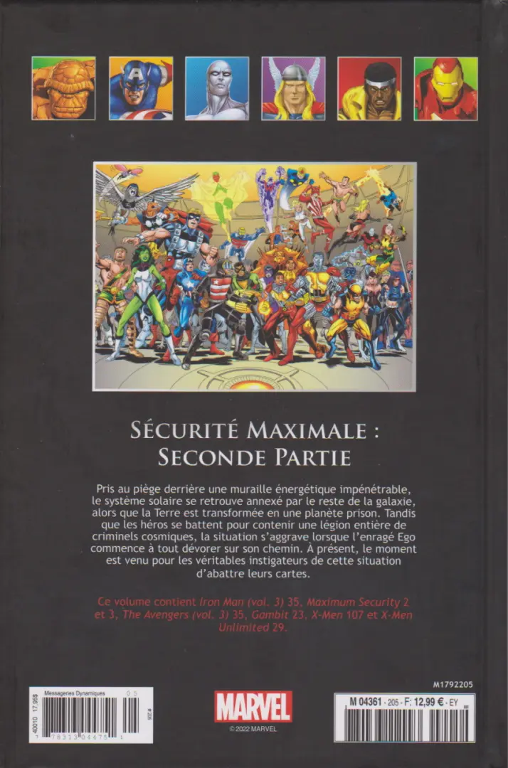 Verso de l'album Marvel Comics - La collection de référence Tome 205 Sécurité Maximale : Seconde Partie