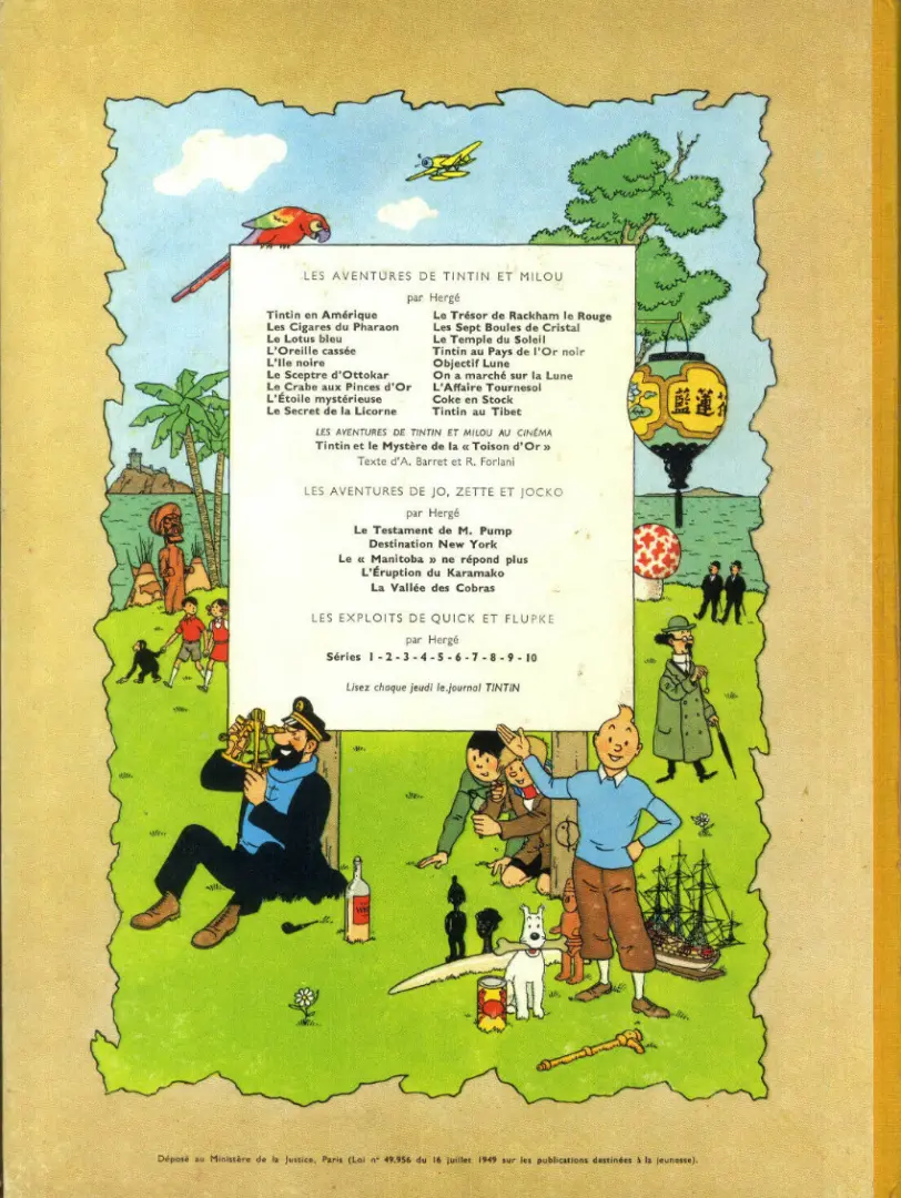 Verso de l'album Tintin Tome 15 Tintin au pays de l'or noir