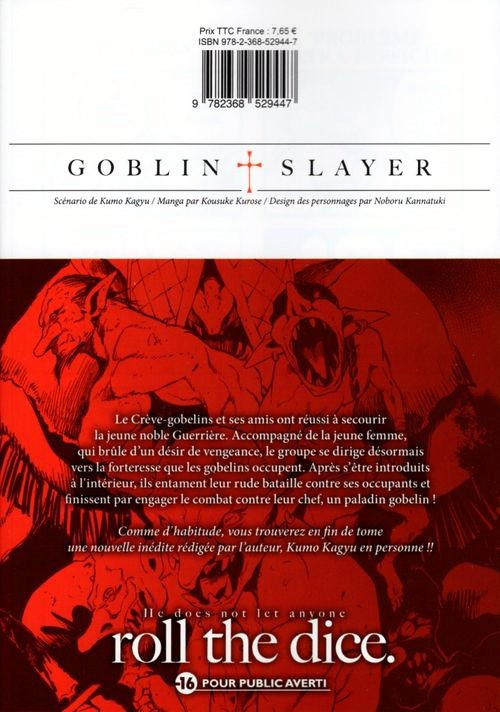 Verso de l'album Goblin Slayer 10