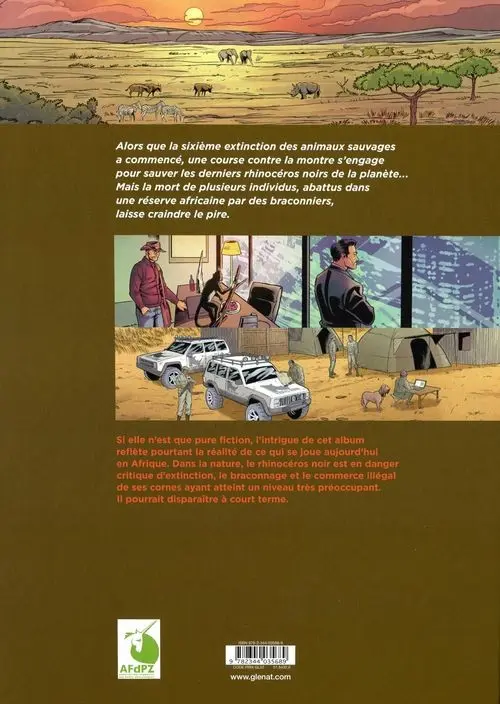 Verso de l'album Les adieux du rhinocéros