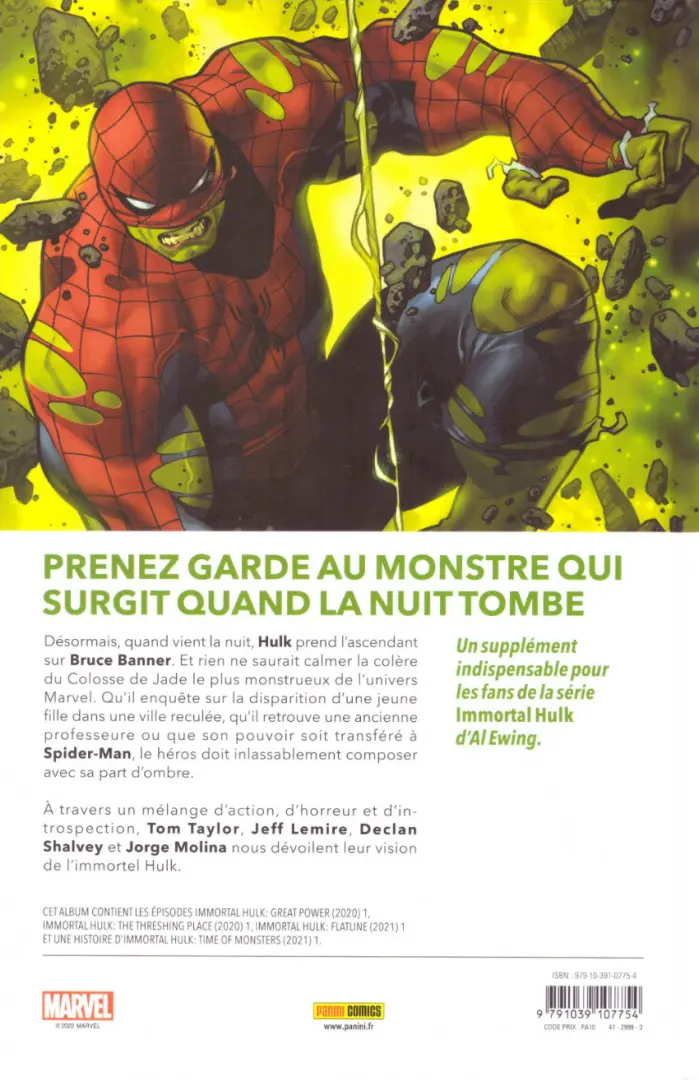 Verso de l'album Immortal Hulk De grands pouvoirs...
