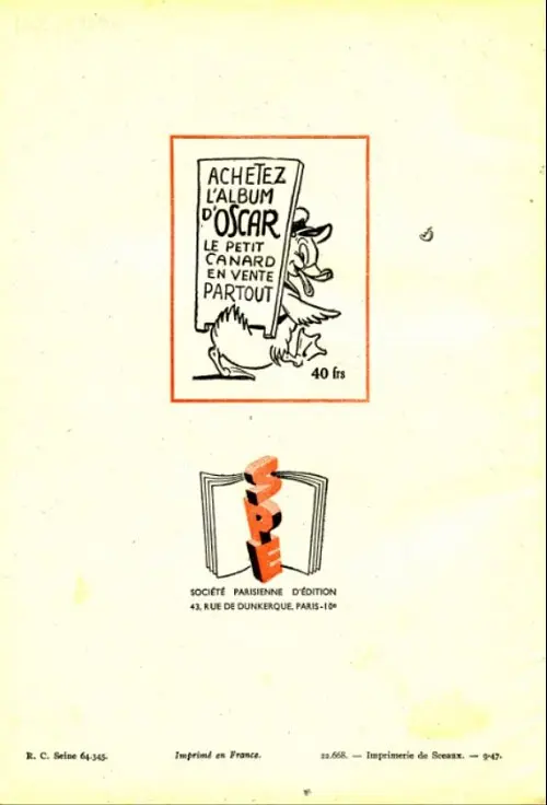 Verso de l'album Bibi Fricotin 1e Série - Societé Parisienne d'Edition Tome 6 Bibi fricotin détective