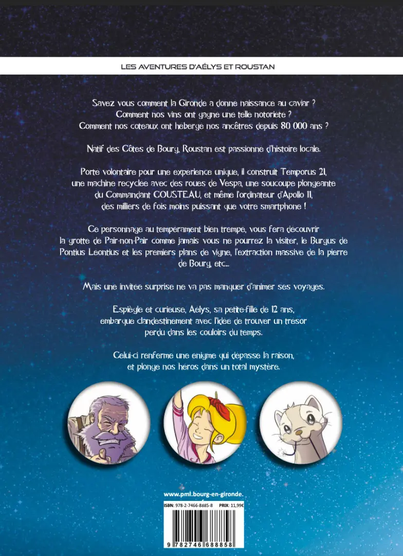 Verso de l'album Les aventures d'Aélys et Roustan 1 Aux origines des Côtes de Bourg