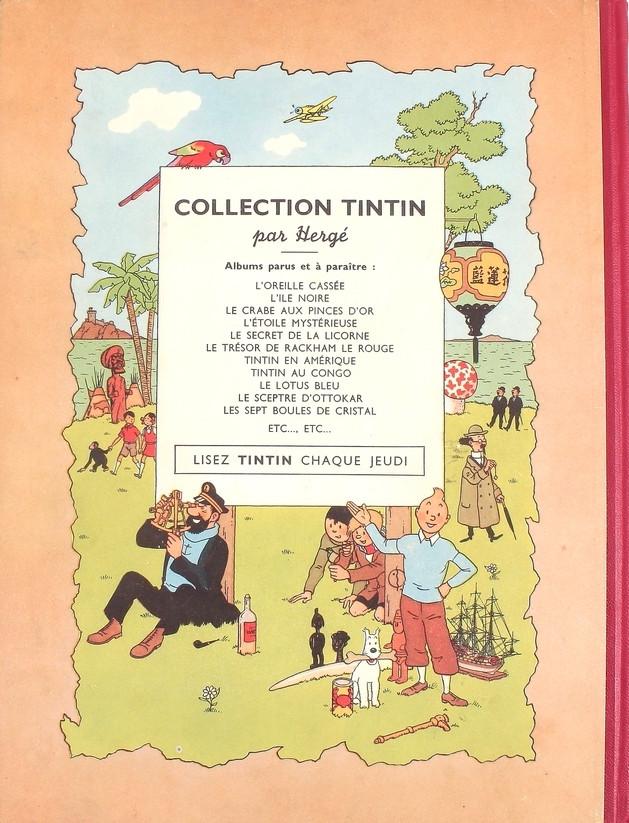Verso de l'album Tintin Tome 12 Le Trésor de Rackham le Rouge