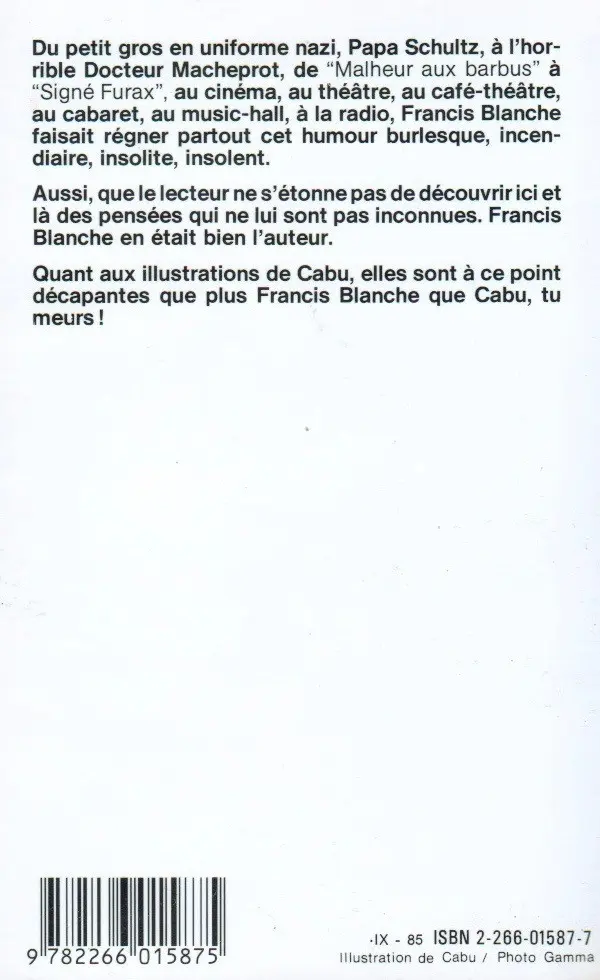 Verso de l'album Pensées