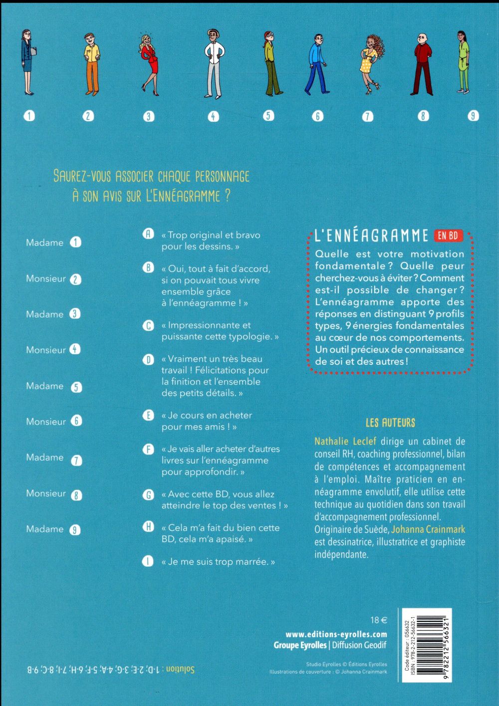 Verso de l'album L'Ennéagramme en BD ! 1 Mieux comprendre votre personnalité et celle de votre entourage