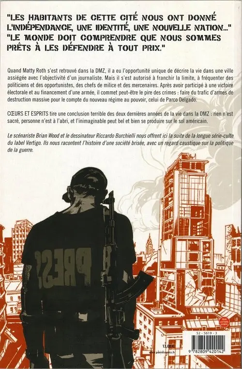Verso de l'album DMZ Tome 9 Cœurs et esprits