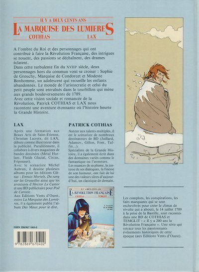 Verso de l'album La Marquise des Lumières Tome 1 La vierge et l'enfant