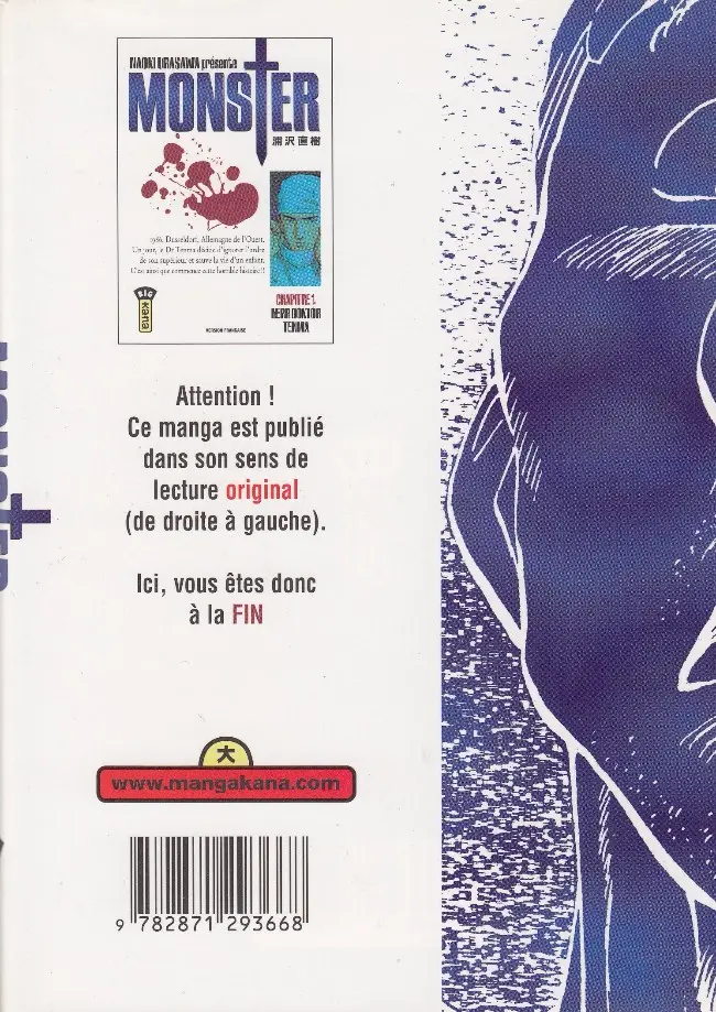 Verso de l'album Monster Chapitre 1 Herr Doktor Tenma
