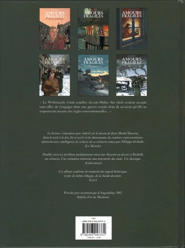 Verso de l'album Amours fragiles Tome 6 L'armée indigne