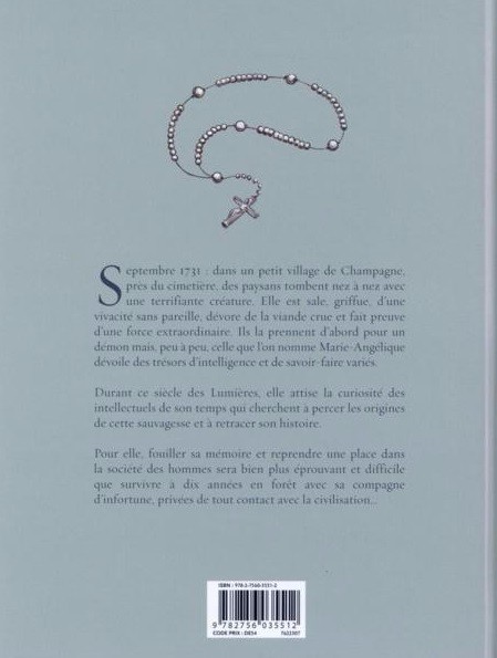 Verso de l'album Sauvage Biographie de Marie-Angélique Le Blanc 1712-1775