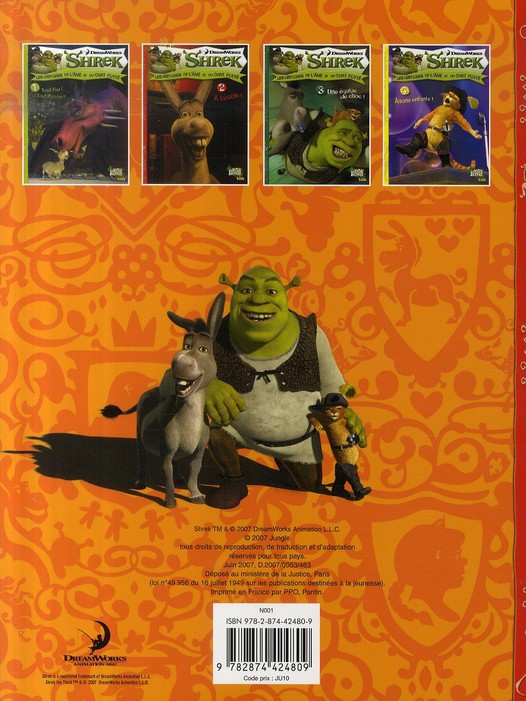 Verso de l'album Shrek Les histoires de l'âne et du chat potté Tome 2 à taaable !