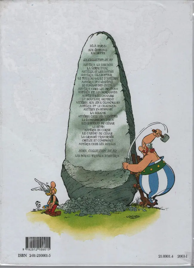 Verso de l'album Astérix Tome 1 Astérix le Gaulois