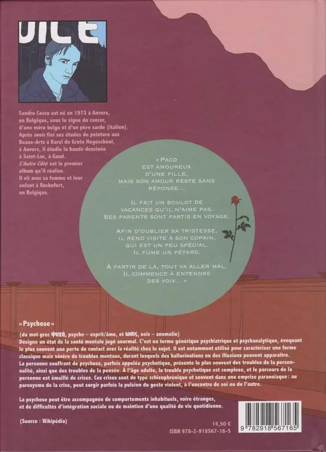 Verso de l'album L'Autre Côté histoire d'une psychose