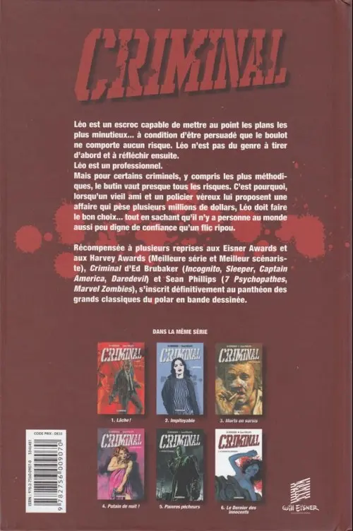 Verso de l'album Criminal Tome 1 Lâche !
