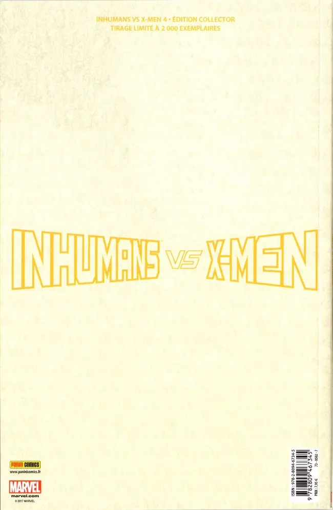 Verso de l'album Inhumans vs X-Men Chapitre 4