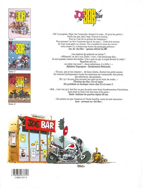 Verso de l'album Joe Bar Team Tome 3