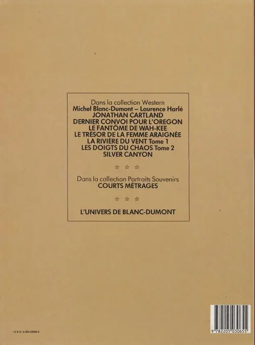 Verso de l'album Jonathan Cartland Tome 1