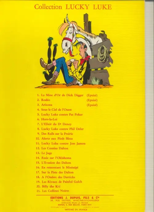 Verso de l'album Lucky Luke Tome 9 Des rails sur la prairie