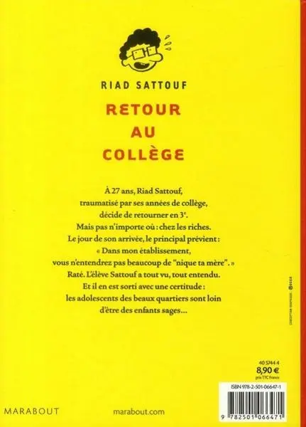 Verso de l'album Retour au collège