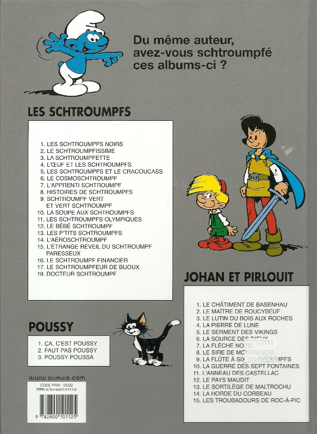 Verso de l'album Les Schtroumpfs Tome 5 Les Schtroumpfs et le Cracoucas