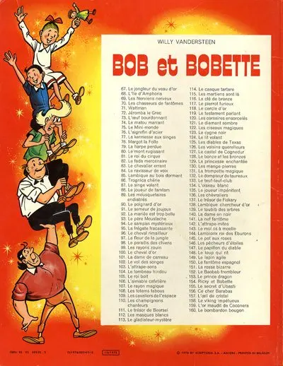 Verso de l'album Bob et Bobette Tome 160 Le bombardon bougon