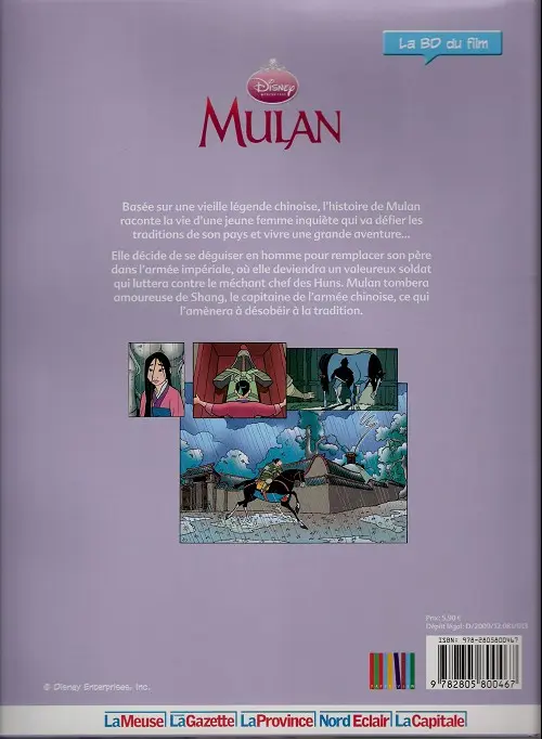 Verso de l'album Disney - La BD du film Tome 20 Mulan