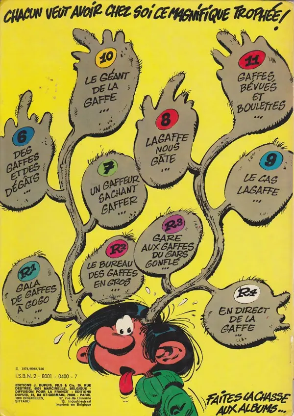 Verso de l'album Gaston Tome 12 Le gang des gaffeurs