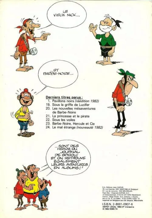 Verso de l'album Le Vieux Nick et Barbe-Noire Tome 24 Le mal étrange