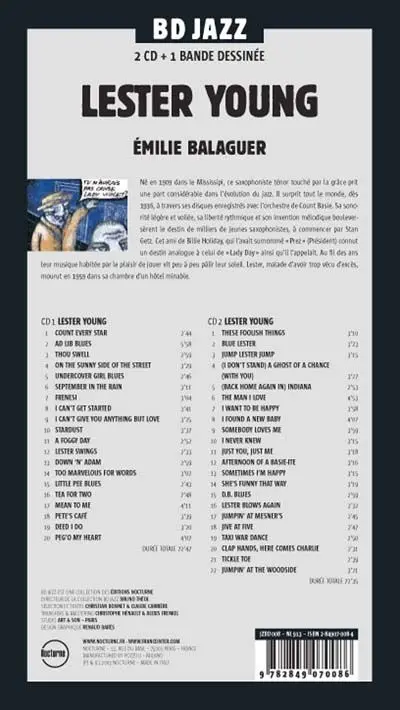 Verso de l'album BD Jazz Lester Young