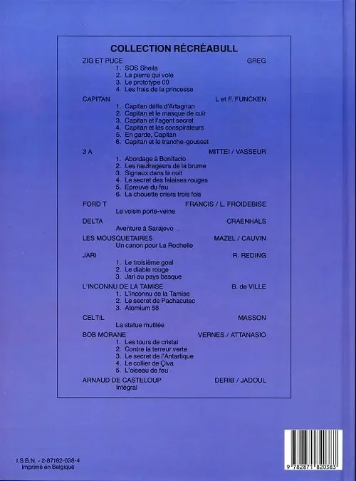Verso de l'album Bob Morane Tome 3 Bob Morane et les tours de cristal