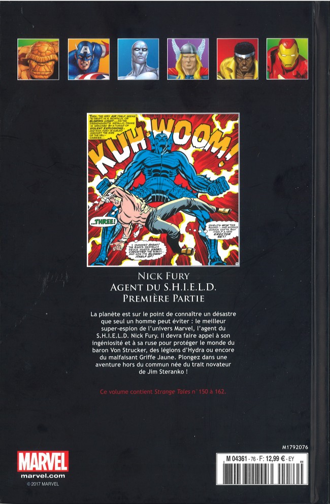 Verso de l'album Marvel Comics - La collection de référence Tome 76 Nick Fury - Agent du S.H.I.E.L.D. Première Partie