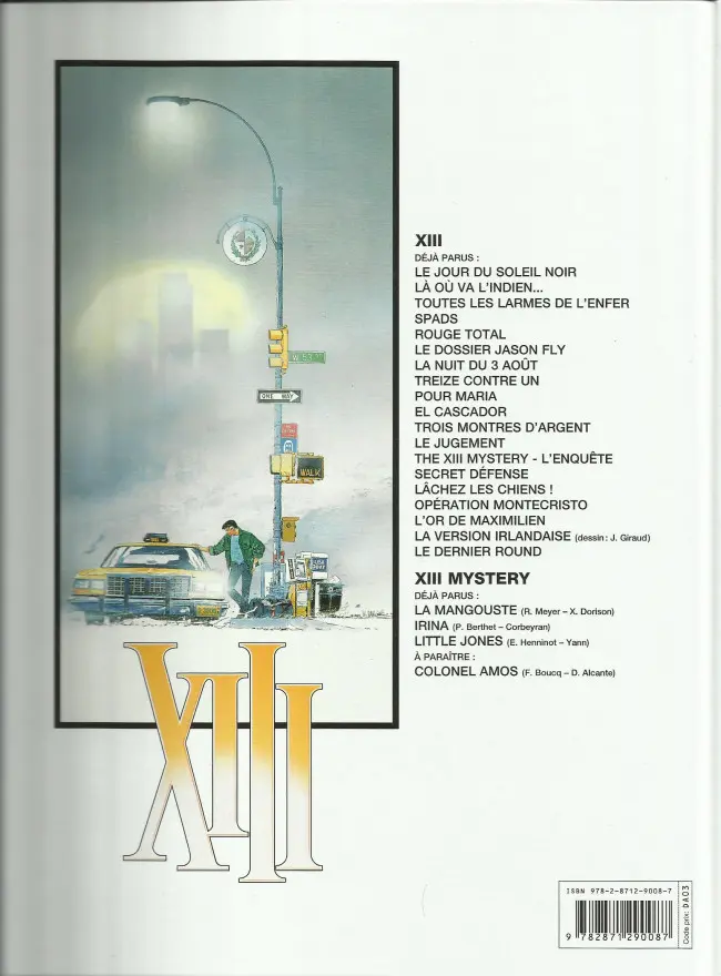 Verso de l'album XIII Tome 3 Toutes les larmes de l'enfer