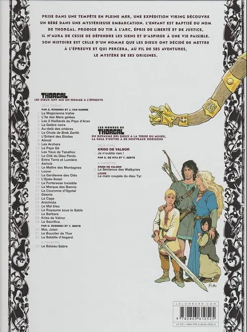Verso de l'album Thorgal Tome 19 La Forteresse invisible