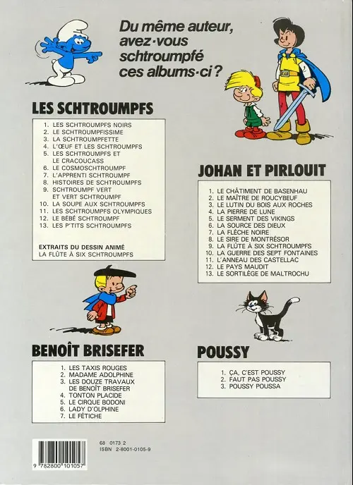 Verso de l'album Johan et Pirlouit Tome 11 L'anneau des Castellac