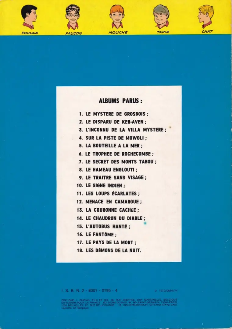 Verso de l'album La Patrouille des Castors Tome 5 La bouteille à la mer