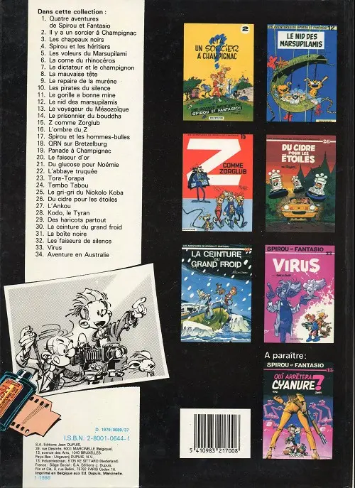 Verso de l'album Spirou et Fantasio Tome 28 Kodo le tyran