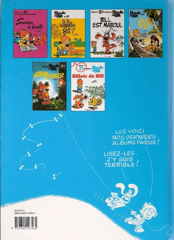 Verso de l'album Boule & Bill Tome 21 Billets de Bill