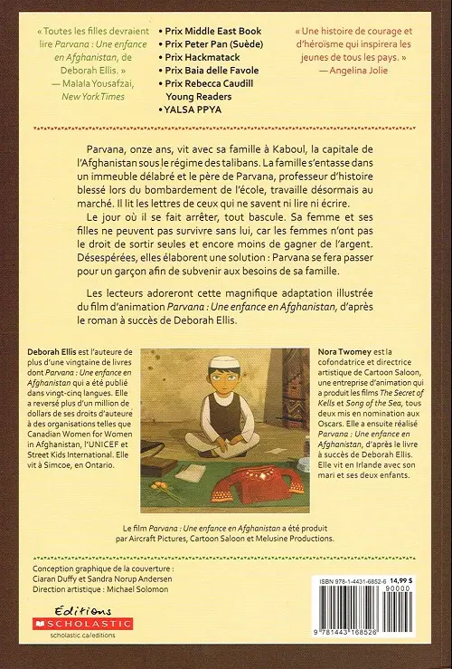Verso de l'album Parvana Une enfance en Afghanistan