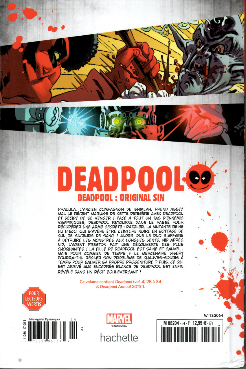 Verso de l'album Deadpool - La collection qui tue Tome 64 DEADPOOL : Original sin