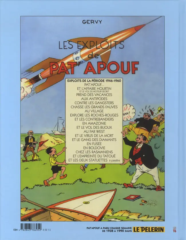 Verso de l'album Editions du Triomphe Tome 16 Pat'Apouf et l'empreinte du Tatoué