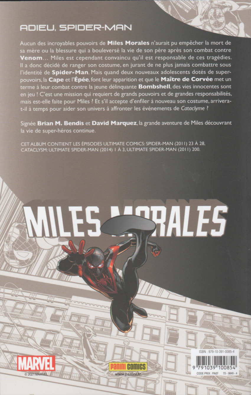 Verso de l'album Miles Morales 3 De Grandes Responsabilités